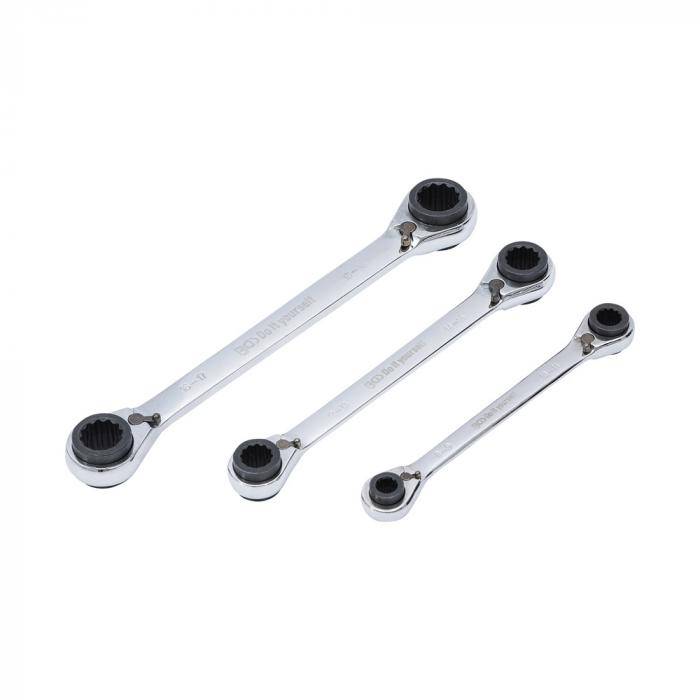 Ratschen-Ringschlüssel-Satz - 4-in-1 - Schlüsselweite 8 x 9 bis 18 x 19 mm