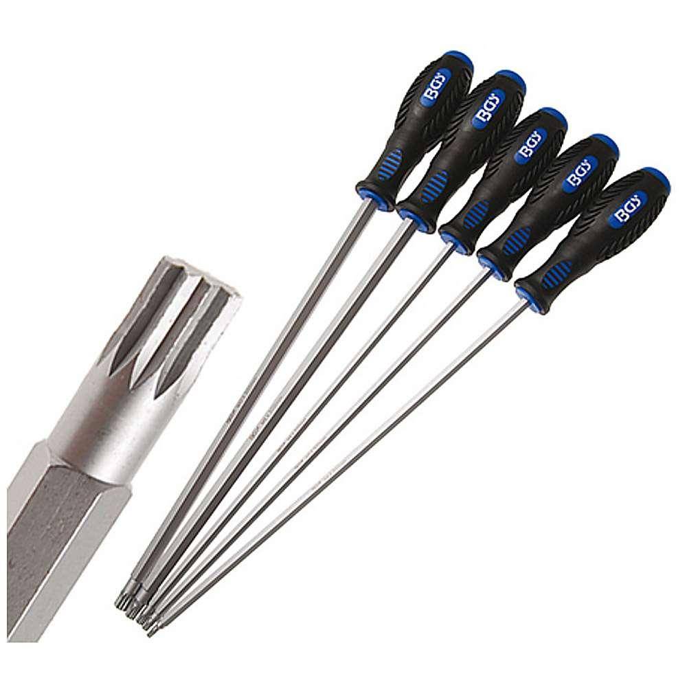 Innenvielzahn Schraubendrehersatz - 5-teilig - M4, M5, M6, M8 und M10 - Klingenlänge 300 mm