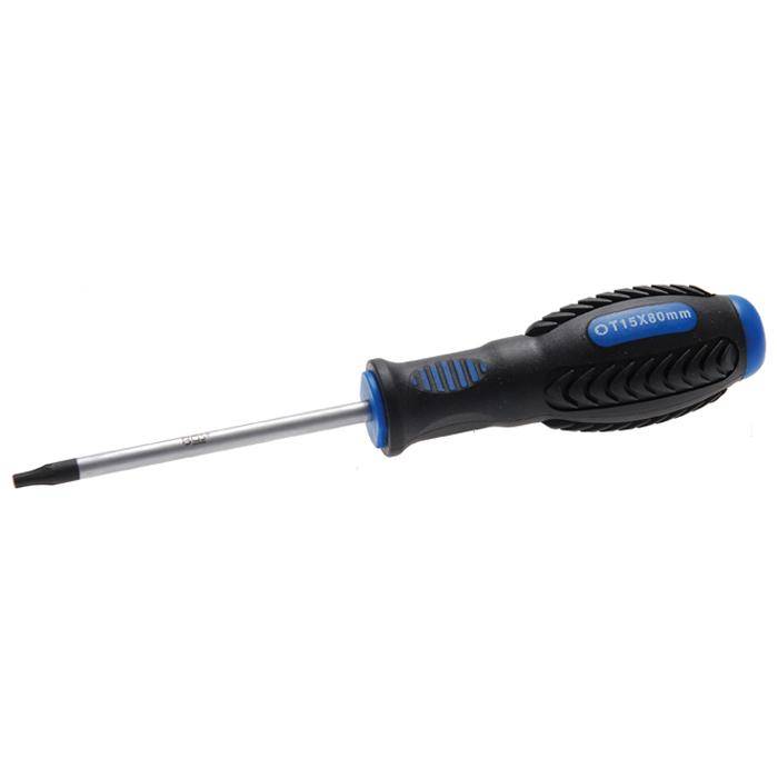 Schraubendreher -Torx T15x80 mm - CR-Mobyldän-Stahl - rutschfester Zweikomponenten-Griff