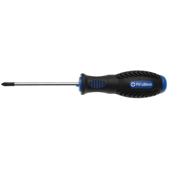 Schraubendreher - Kreuzschlitz - PH1x80 mm- 2-Komponenten-Griff - CRO-Mobyldän-Stahl