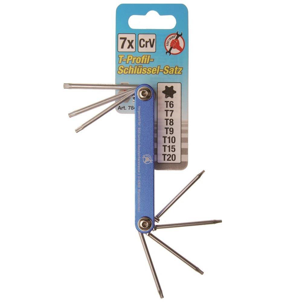 Klappschlüssel-Set - mit T-Profil - Größe T6 bis T20 - 7-tlg.