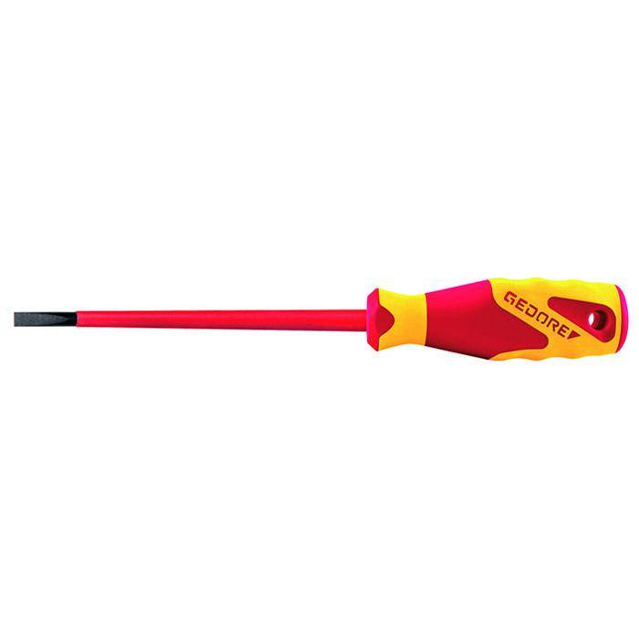 VDE-Schraubendreher - für Schlitzschrauben - 3-Komponenten-Griff - 185 mm / 0,6 mm