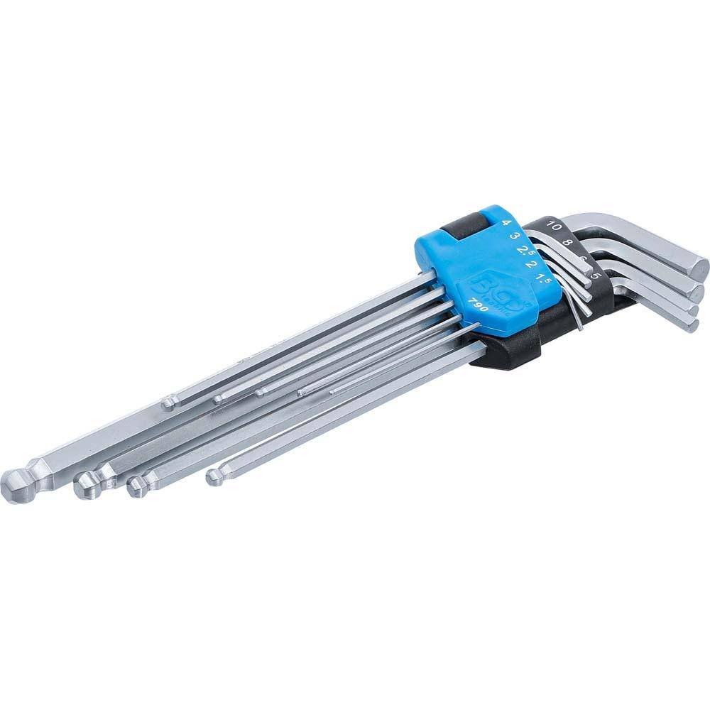 Innensechskant-Winkelschlüssel-Set 9-teilig - extra lang kombiniert Kugelkopf /
