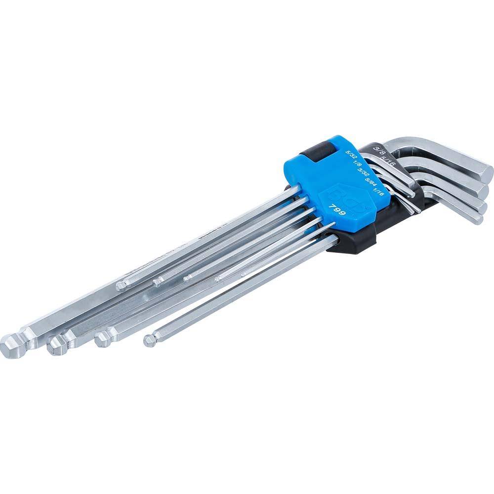 Innensechskant-Winkelschlüssel-Set 9-teilig - in Zoll mit den Größen 1/16" bis 3