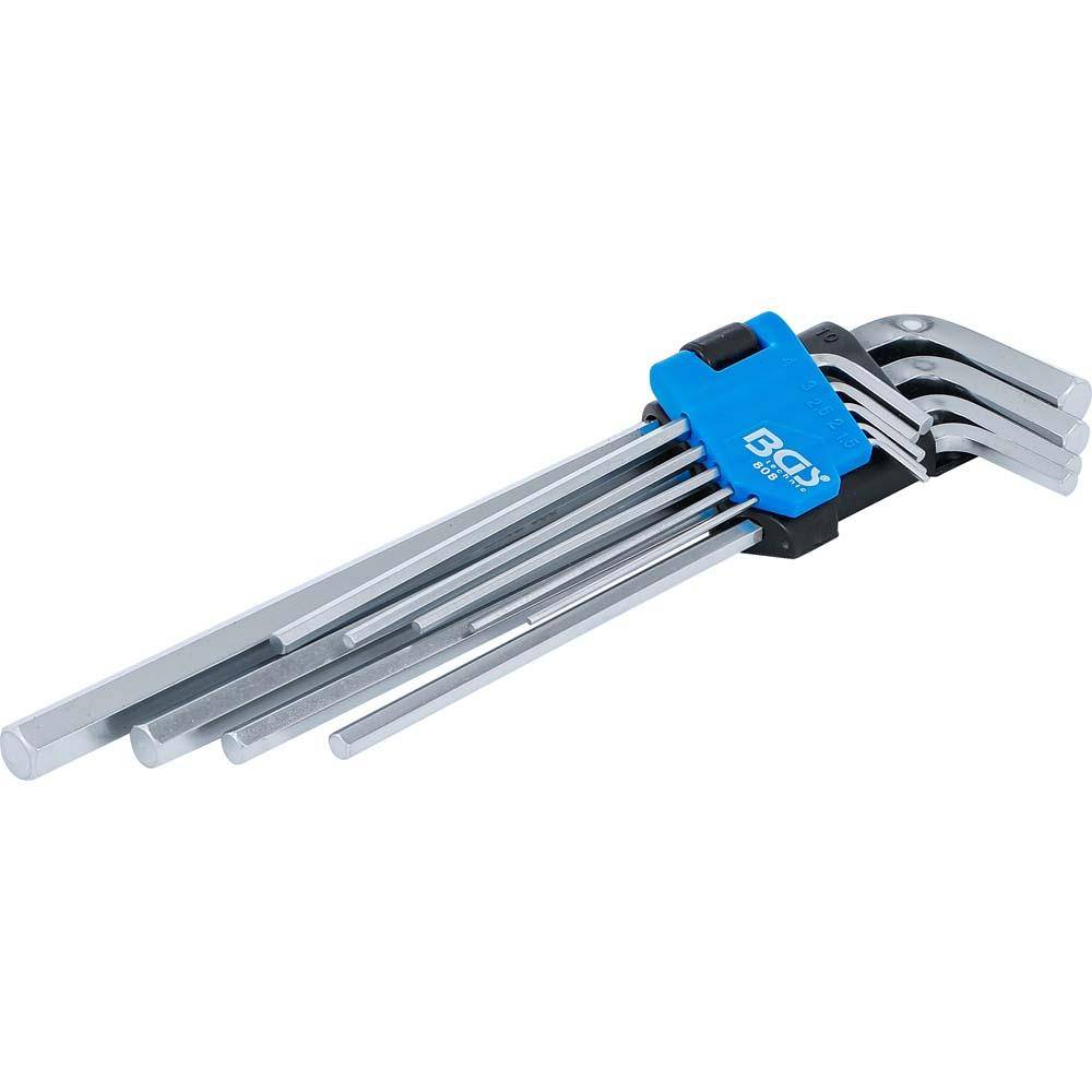 Innensechskant-Winkelschlüssel-Set 9-teilig - extra lang mit geraden Enden - SW