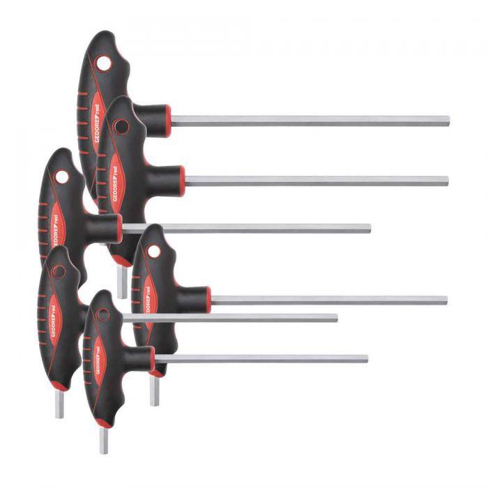 GEDORE red 2K-T-Griff-Winkelschraubendreher-Satz - Innen-6-kant - 6-teilig