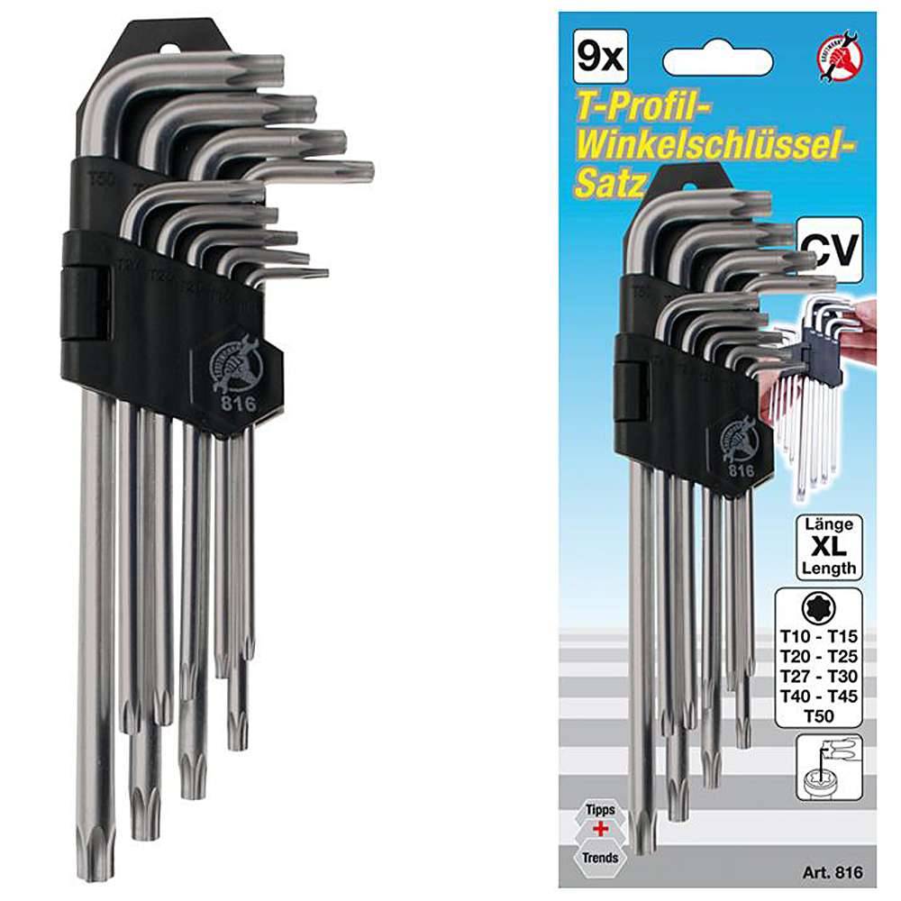 TORX - Winkelschlüssel-Set - T10 bis T50 - 9-teilig - extra lang