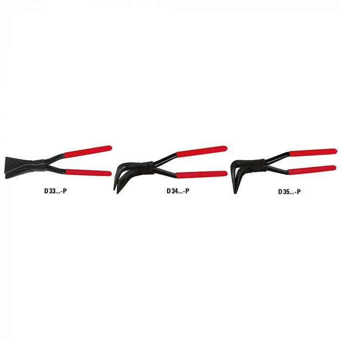 Falzzange - 45° gebogen - durchgestreckt - Maulbreite 60 mm - Gesamtlänge 270 mm - PVC-beschichtete Griffe - Verschiedende Ausführungen