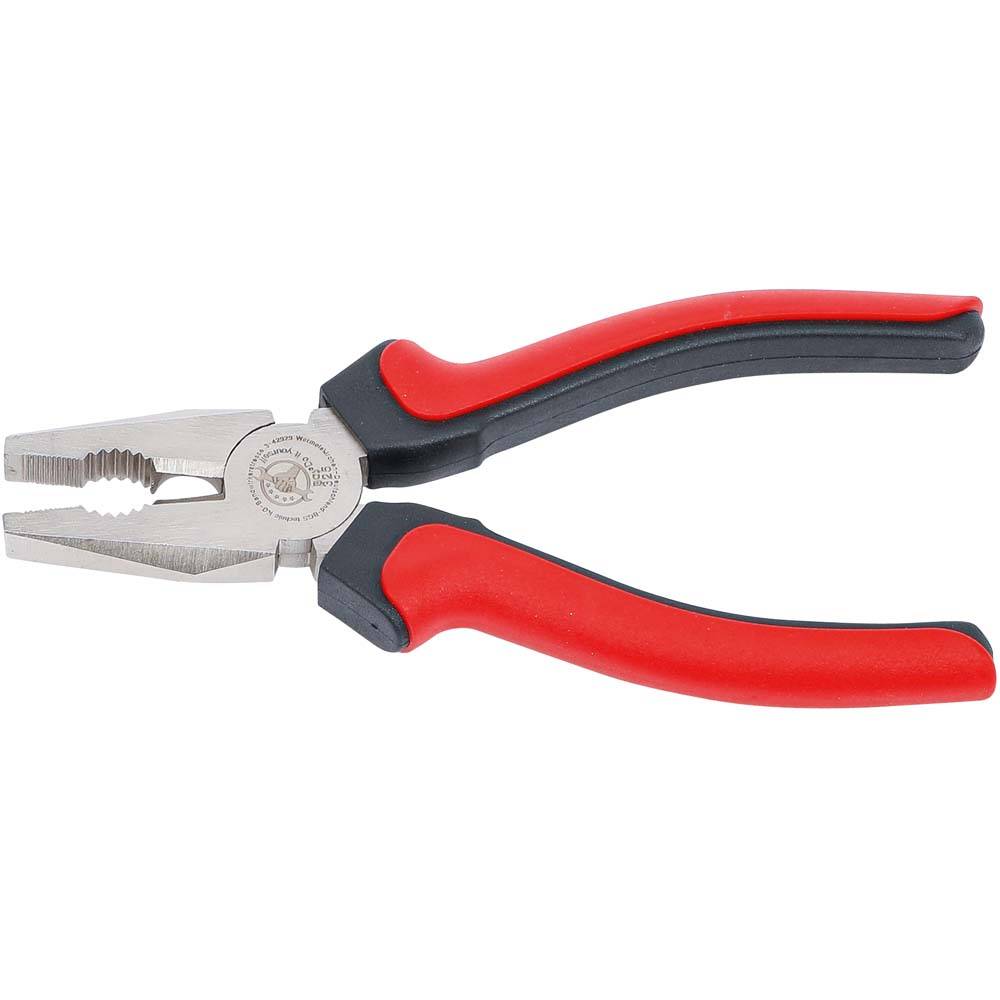 Kombinationszange - 165 mm - Farbe Rot/schwarz - Matt vernickelt
