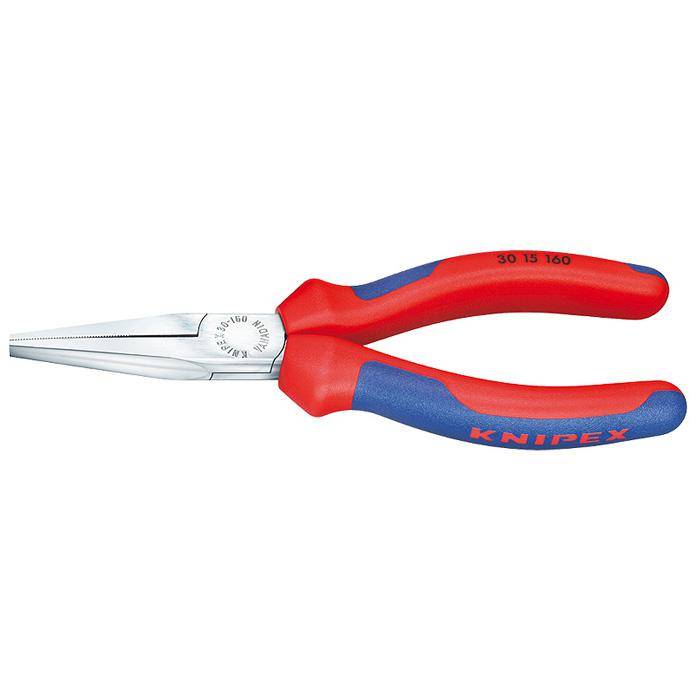 Langbeckzange - 160 mm - lange, flache Backen, Greifflächen gezahnt - verchromt - mit Mehrkomponenten-Hüllen