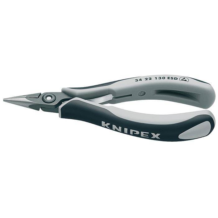 Präzisions-Elektronik-Greifzange - 135 mm - flach, runde Backen, ESD - mit Mehrkomponenten-Hüllen