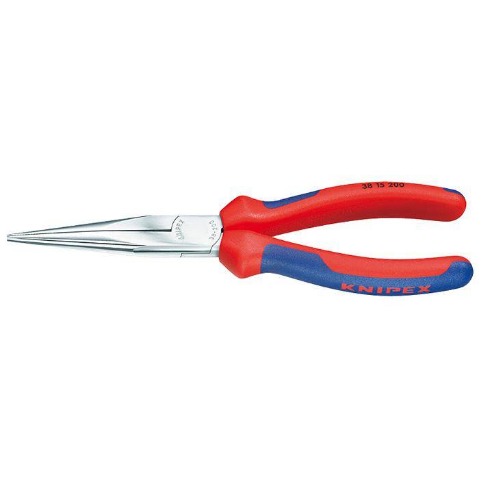 Mechanikerzange - 200 mm - flach, runde Backen - verchromt - mit Mehrkomponenten-Hüllen