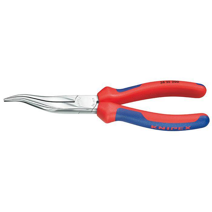 Mechanikerzange - 200 mm - flach, runde Backen - verchromt - mit Mehrkomponenten-Hüllen