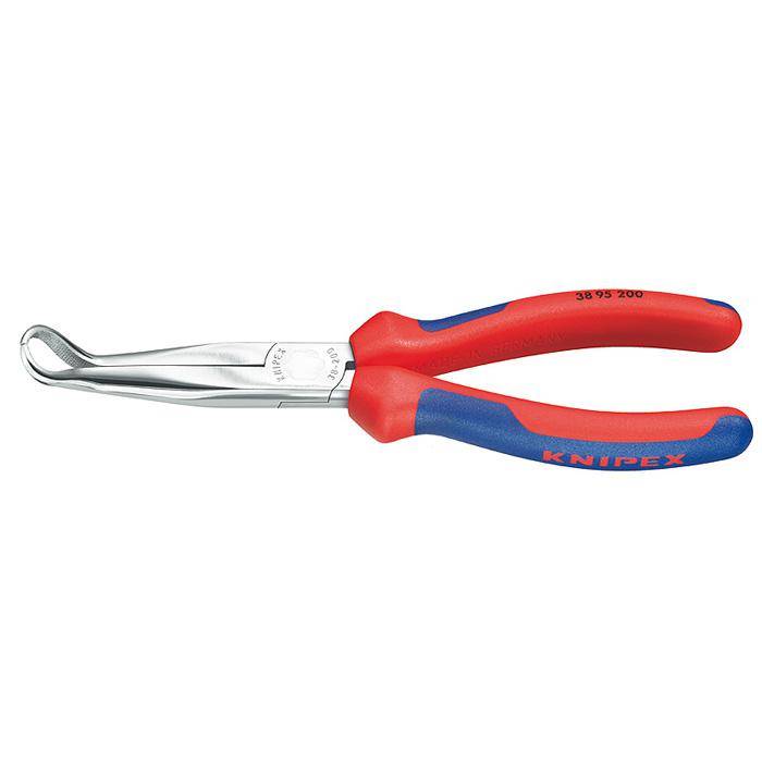 Mechanikerzange - 200 mm - flach, runde Backen 45° Winkel - verchromt - mit Mehrkomponenten-Hüllen