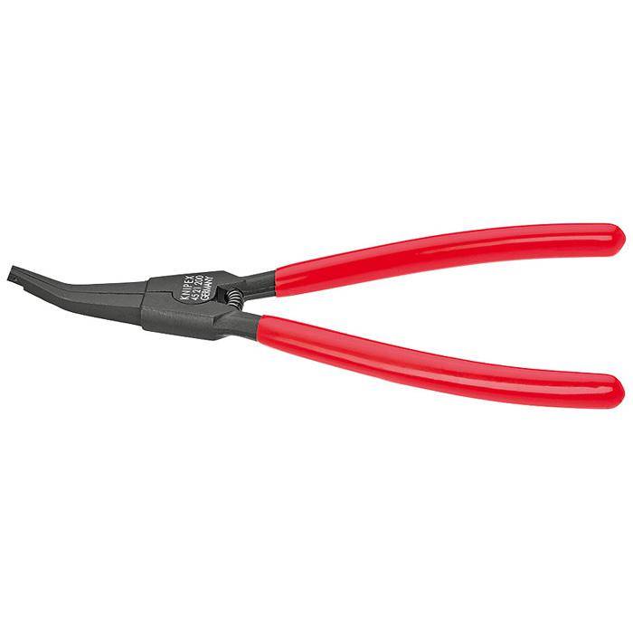 Montagezange - Länge 200 mm - mit Kunststoff überzogen - 30° Winkel, gebogene Backen mit Zentrierung, für Sprengringe nach Norm ab Ø 12 mm (z.B b
