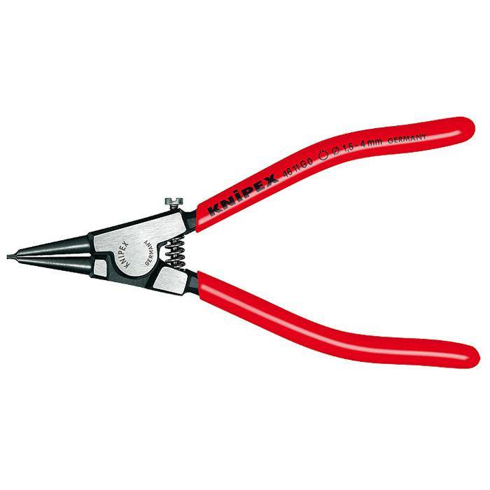 Sicherungsringzange - 140 mm - Kapazität für Wellen-Ø 1,5-4 mm - Spitzen-Ø 0,9 mm - für Ringe von 1,5-4 mm, mit justierbarer Begrenzungsschraube