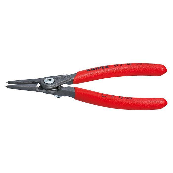 Präzisions-Sicherungsringzange - 140 mm - DIN 5254 A, gerade Spitzen, Überdehnungsschutz - Kapazität für Wellen-Ø 3-10 mm - Spitzen-Ø 0,9 mm