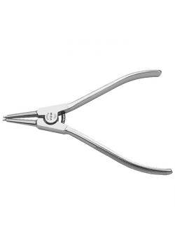 Ein Paar silberne Spitzzangen mit Federmechanismus, verwendet zum Greifen kleiner Objekte, vor weißem Hintergrund dargestellt.