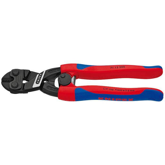 Bolzenschneider -200 mm - mit schlanken Mehrkomponenten-Hüllen - mit Öffnungsfeder und Verriegelung - schwarz atramentiert