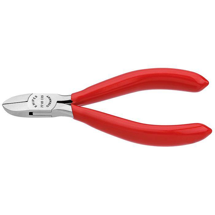 Seitenschneider - Länge 115 mm - runder Kopf, mit Facette - Griffe mit Kunststoff überzogen - Schneidwert harter Draht: 0.60 mm