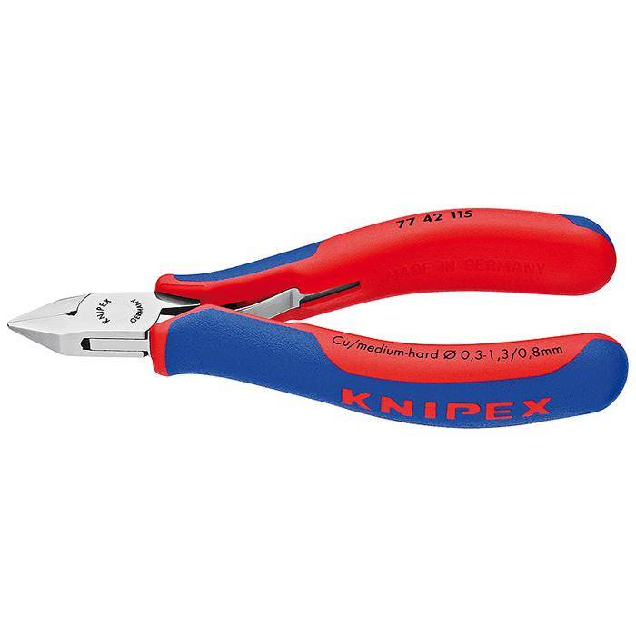 Seitenschneider - Länge 115 mm - spitzer Kopf, ohne Facette, Schneidenhärte 57 HRC - mit Mehrkomponenten-Hüllen