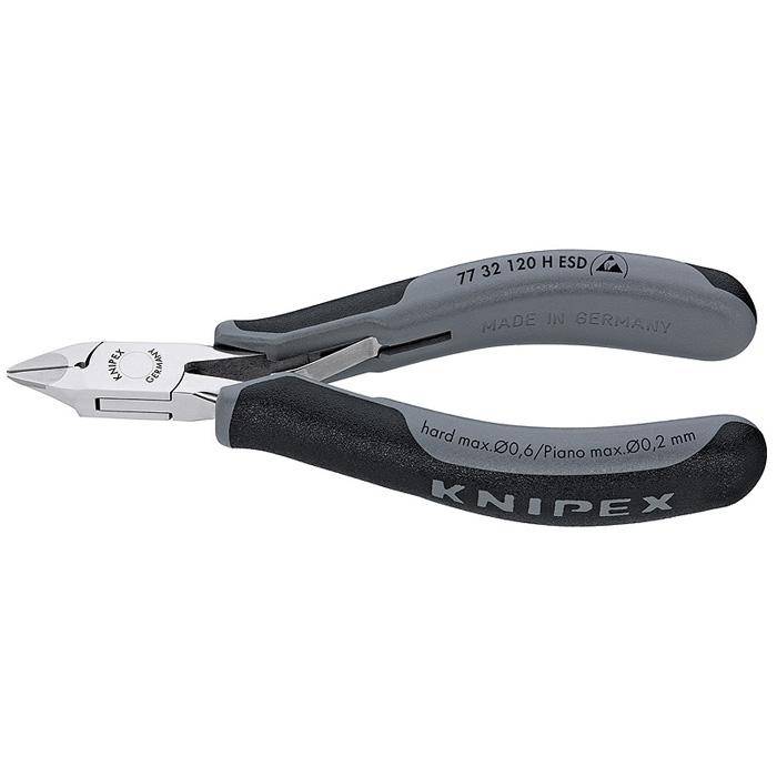 Elektronik-Seitenschneider - 120 mm - kleine Facette, spitzer Kopf mit Ausgkehlung, ESD