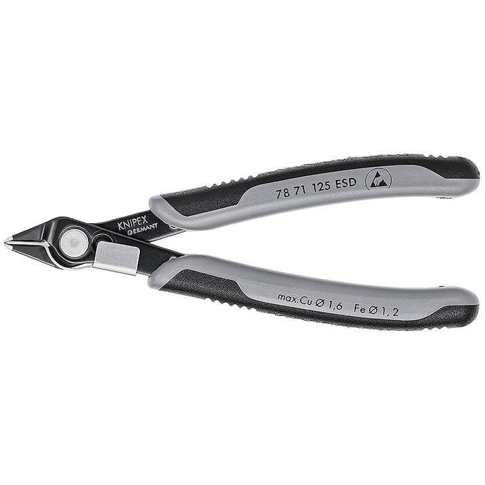 Electronic Super Knips® Präzisionszangen - 125 mm - brüniert - mit Drahtklemme - ESD - mit Mehrkomponenten-Hüllen