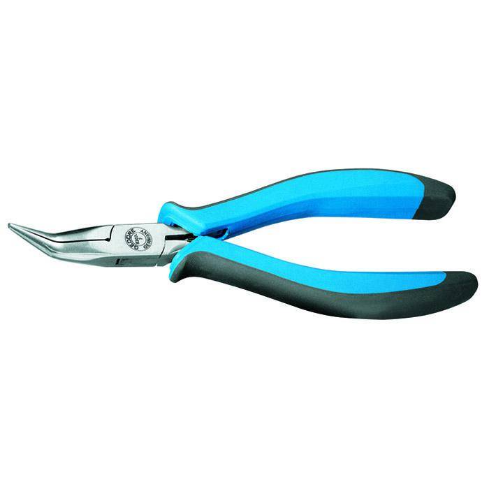 Elektronik-Flachrundzange - 165 mm - 45° gewinkelt - extra lange Backen - ESD