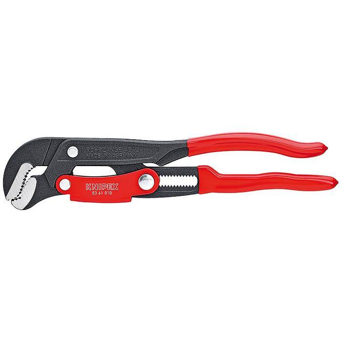 Rohrzange S-Maul - 330 mm - mit Kunststoff überzogen - Kapazität für Rohre 1 5/8" - Kapazität für Muttern 42 mm - Innen-Ø 1" - Spannweite 42 mm