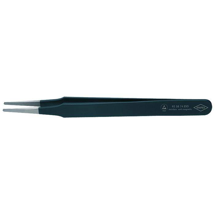 Präzisions-Pinzette ESD - 120 mm - runde Spitzen ca. 2 mm breit, gerade Form, glatte Greifflächen