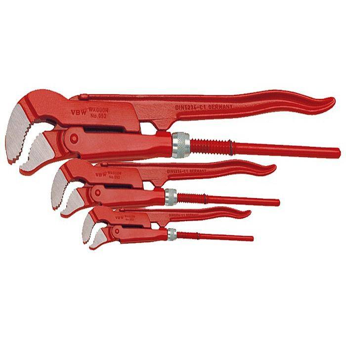Rohrzangen-Satz - S-Maul - 3-teilig - Länge bis 2" - rot lackiert - poliert