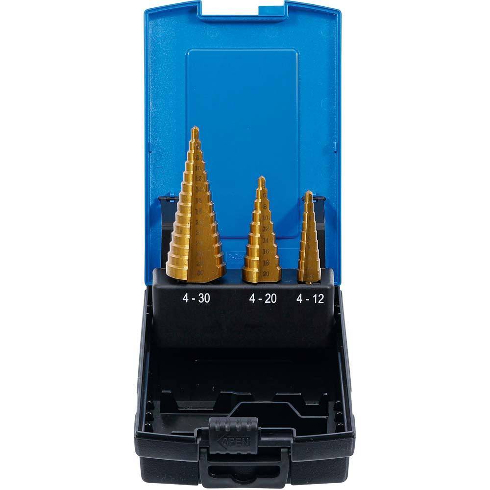 Stufenbohrer-Set - 3-teilig - Titan nitriert - 4 bis 30 mm