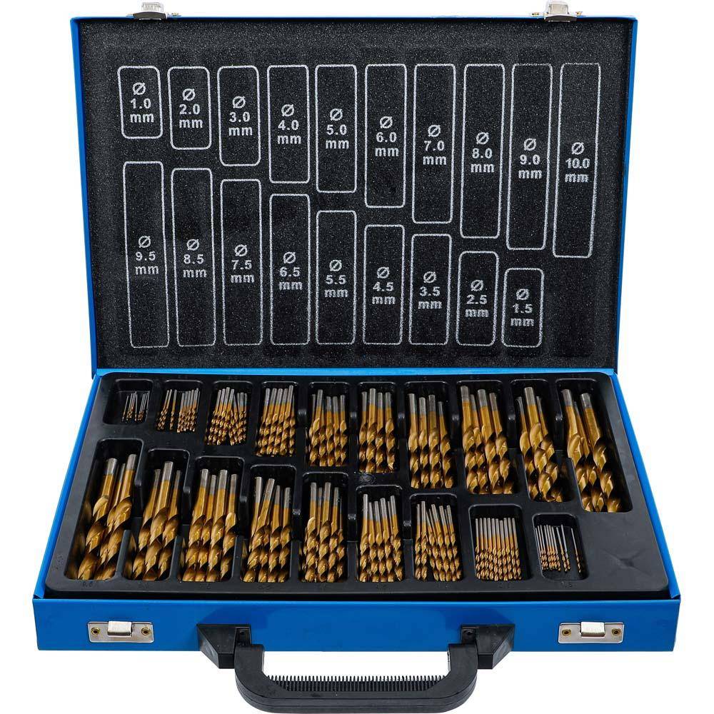Spiralbohrer-Satz HSS - 170-teilig - Titan nitriert - 1,0 bis 10,0 mm