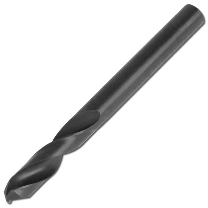 Schwarzer Spiralbohrer isoliert auf weißem Hintergrund.