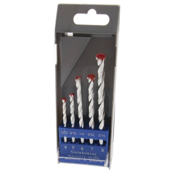 Steinbohrer-Satz - in Kunststoff-Kassette - Größen 4 bis 8 mm - 5-tlg.