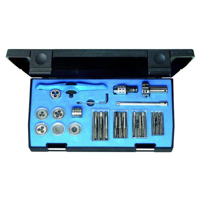 Gewindeschneidsatz - für Innen u. Außengewinde - inkl. Knarre - M3-M6