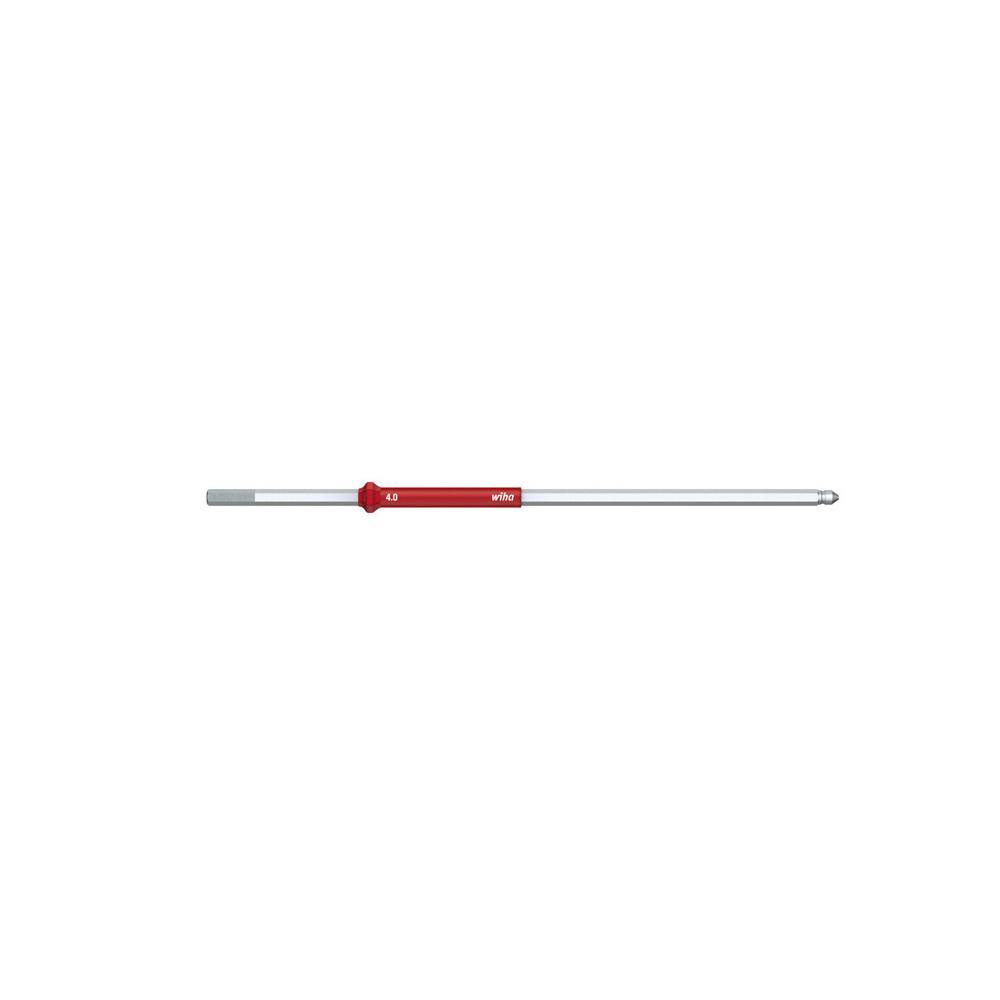 Ein rot und silberfarbenes Glaslaborthermometer, das horizontal auf einem schlichten weißen Hintergrund angezeigt wird.
