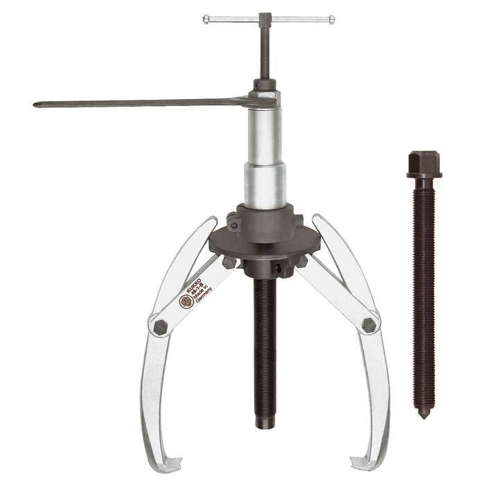 2-armiger Universal Abzieher mit schwenkbaren Abzughaken und langer Hydraulikspindel - Spannweite außen 300 mm- Spanntiefe 300 mm