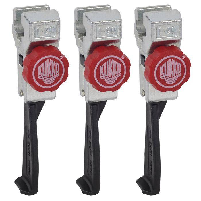 Abzughaken - Model 1-95-S - Satz a 3 Stück - extrem schmale, schnellverstellbar - KUKKO