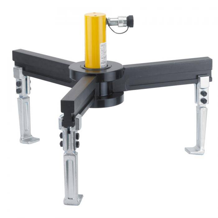 Hydraulischer Abzieher - 3-armig, radial schwenkbar - max. Druckkraft 15 t - Lieferumfang Abzieher mit Einschraubzylinder