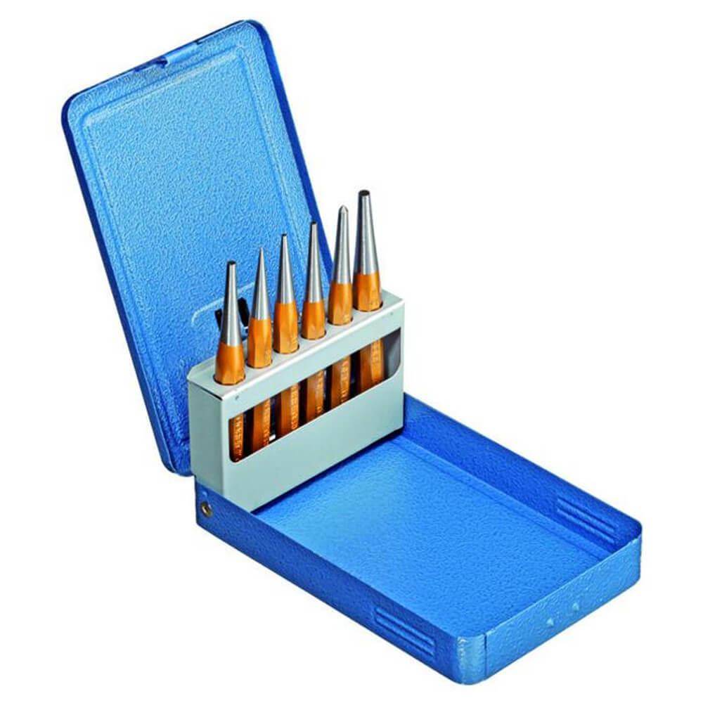 Durchtreiber-Satz - 5 Durchtreiber, 1 Körner - in Metallklappkassette