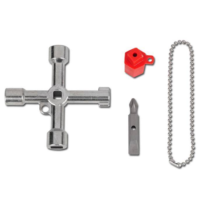 Schaltschrank-Schlüssel - Zinkdruckguß - Länge 71 mm - multifunktional