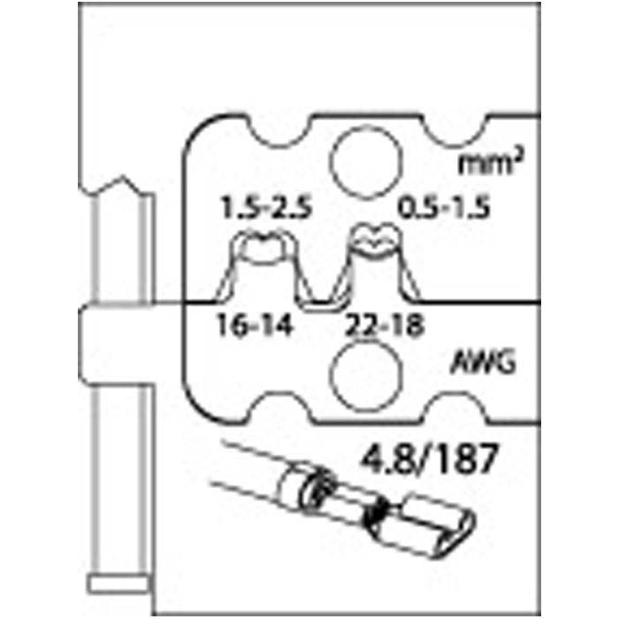Modul-Einsatz - für Flachsteckhülsen - 4,8 - 0,5-2,5 mm²