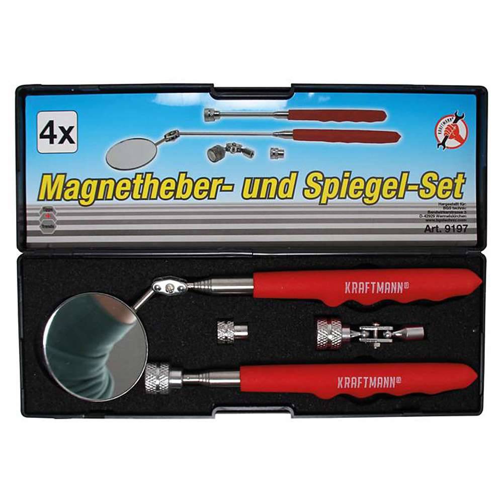 Magnetheber- und Spiegel-Satz - Griffe ergonomisch geformt - 4-tlg.