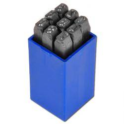 Schlagzahlensatz - Schrifthöhe 2 mm - 9-teilig - "FORUM" - Schriftbild nach DIN 1451 - seidenglanz matt
