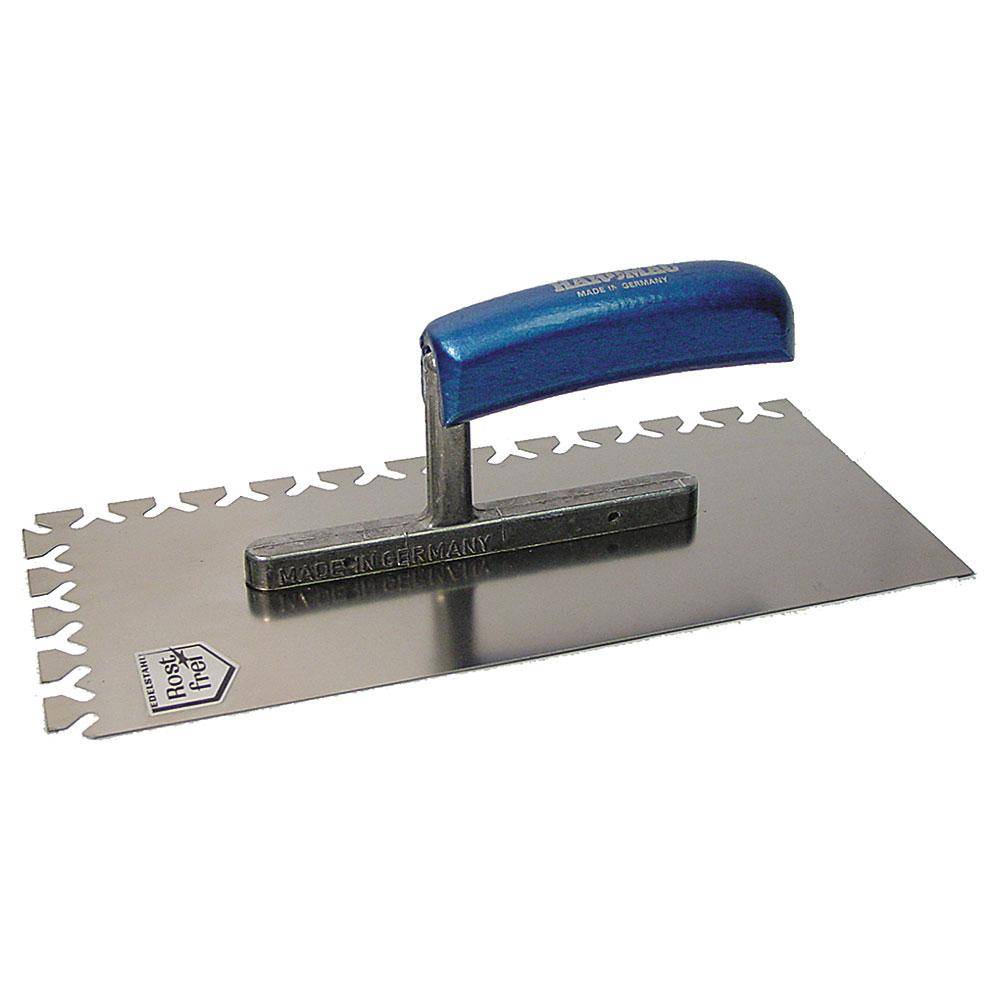 Glättekelle Papillon - gezahnt - Edelstahl rostfrei - Blattlänge 280 mm - Blattbreite 130 mm - Holzheft