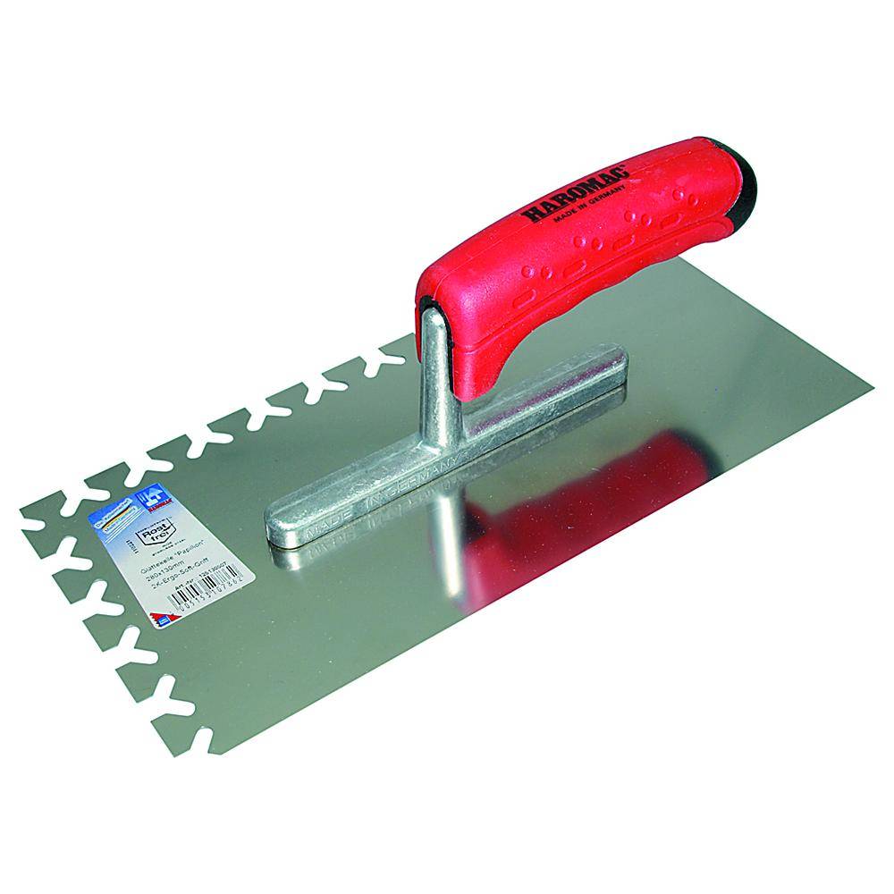 Glättekelle ERGO-TOP Papillon - gezahnt - Edelstahl rostfrei - Blattlänge 280 mm - Blattbreite 130 mm - 2K-Griff