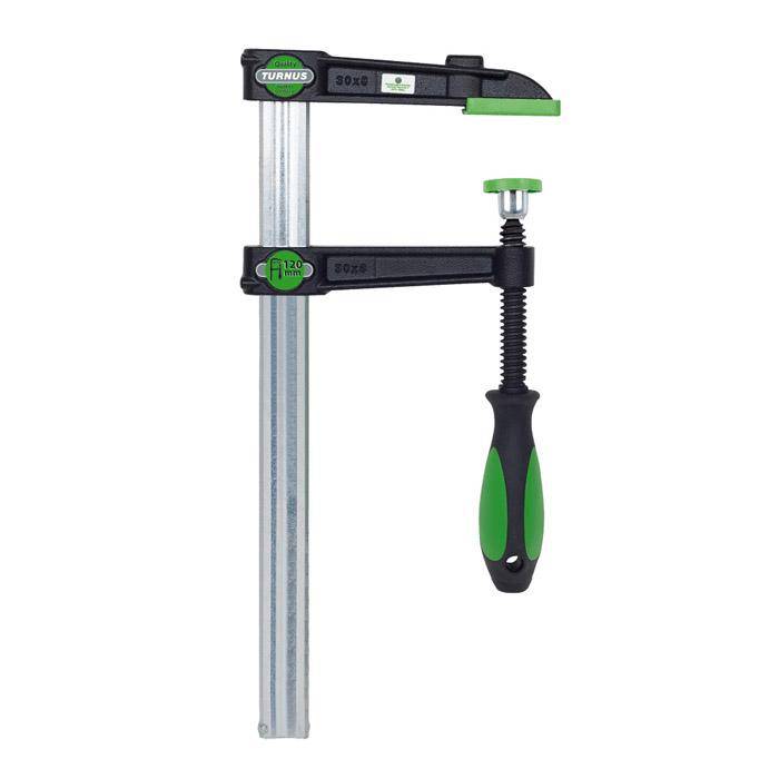 Temperguss-Schraubzwinge VIRIDIS mit 3K-Komfortgriff- Spannweite 250mmx80mm- Spannbacke 22mmx6mm