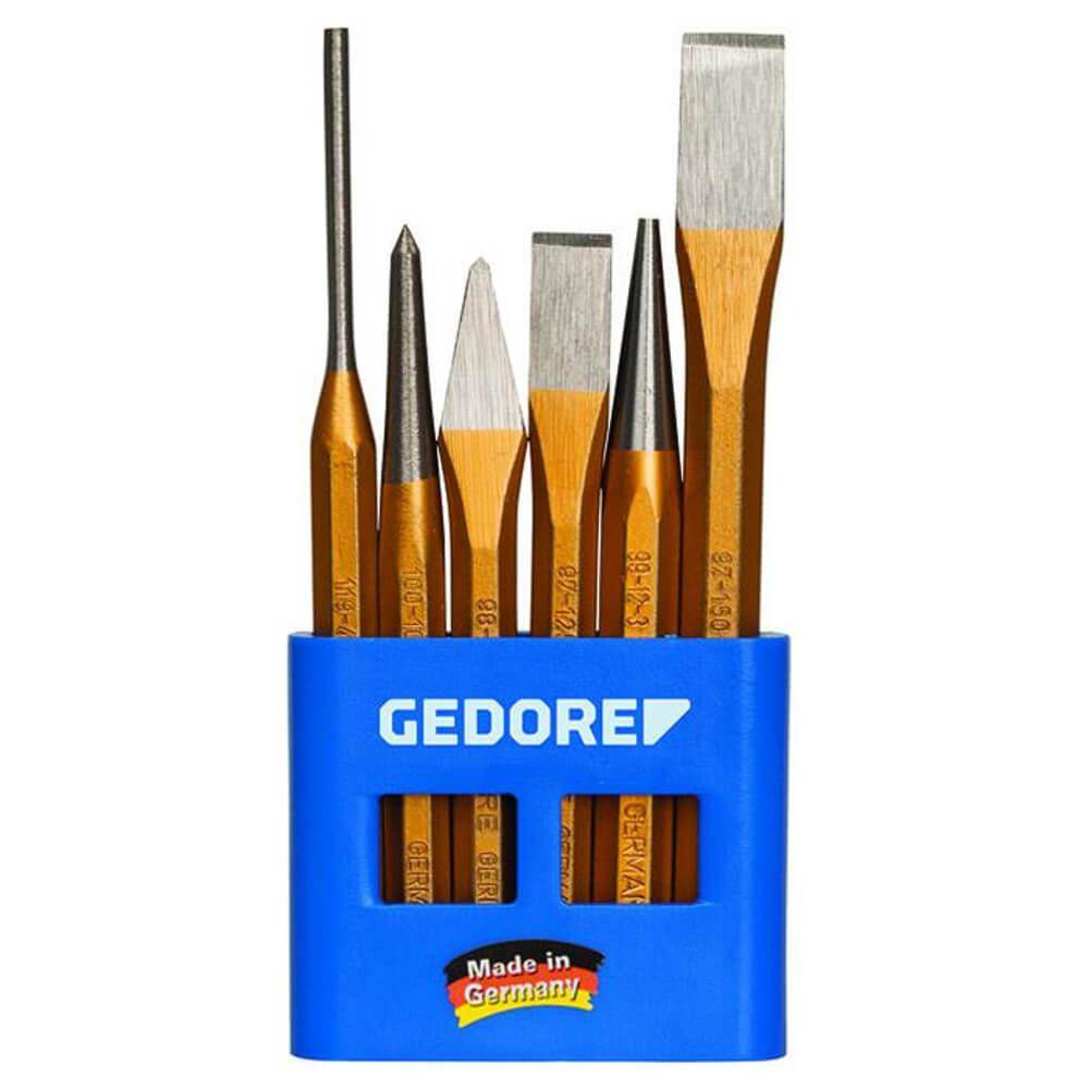 Meißel-Satz - im PVC-Halter - 6tlg. - inkl. versch. Meißel, Körper, Splinttreiber