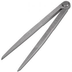Ein Metallzirkel zum Zeichnen von Kreisen oder Messen von Entfernungen in der Geometrie.